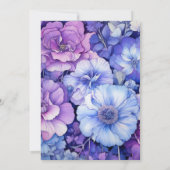 Invitation Mariage floral mauve, argenté et bleu (Dos)