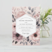 Invitation Mariage Floral Mauve Brouillard (Debout devant)