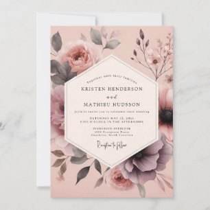 Invitation Mariage Floral Mauve Brouillé