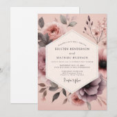 Invitation Mariage Floral Mauve Brouillé (Devant / Derrière)