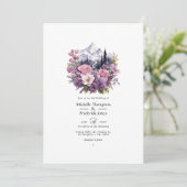 Invitation Mariage floral Mauve de montagne (Debout devant)
