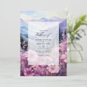 Invitation Mariage floral Mauve de montagne (Debout devant)