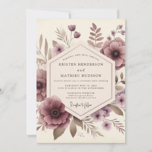 Invitation Mariage Floral Mauve en Forêt