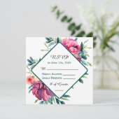 Invitation Mariage floral Mauve et Bourgogne RSVP (Debout devant)