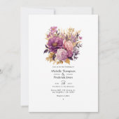 Invitation Mariage floral Mauve et Gold (Devant)