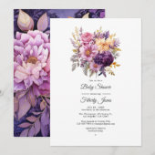 Invitation Mariage floral Mauve et Gold (Devant / Derrière)