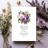 Invitation Mariage floral mauve et vert
