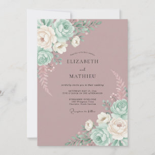 Invitation Mariage Floral Mauve Fantaisiste aux Touches de Me
