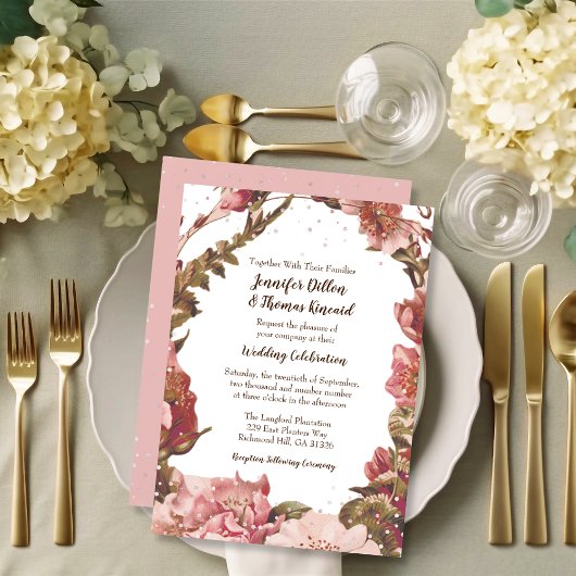 Invitation Mariage Floral Mauve Rustique