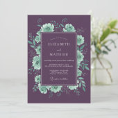 Invitation Mariage Floral Menthe Violette (Debout devant)