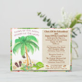 Invitation Mariage Floral Mer Coquillage Palmier Plage (Debout devant)
