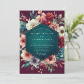 Invitation Mariage Floral Merlot (Debout devant)