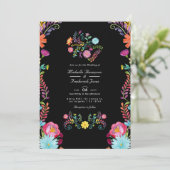 Invitation Mariage Floral Mexicain Fiesta Code QR RSVP (Debout devant)