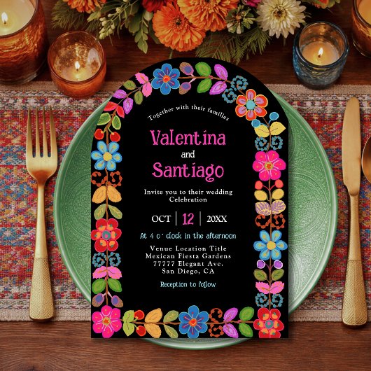 Invitation Mariage floral mexicain moderne