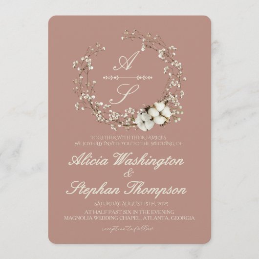 Invitation Mariage Floral Minimal Moderne d'Hiver (Devant)