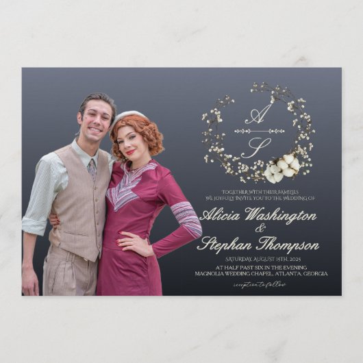 Invitation Mariage Floral Minimal Moderne d'Hiver (Devant)