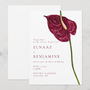 Invitation Mariage Floral Minimaliste à l'Aquarelle Anthurium