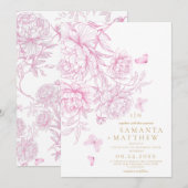 Invitation Mariage Floral Minimaliste Moderne (Devant / Derrière)