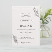 Invitation Mariage floral minimaliste moderne (Debout devant)