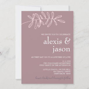 Invitation Mariage floral minimaliste moderne Mauve