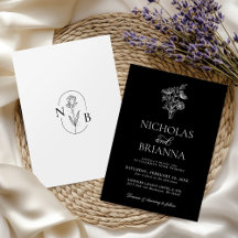 Mariage Floral Minimaliste Moderne Noir et Blanc