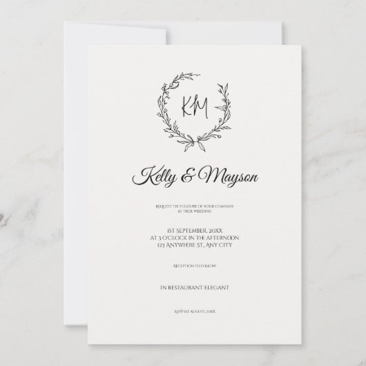 Invitation Mariage floral minimaliste Pastel (Devant)
