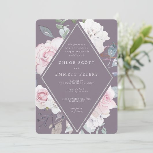 Invitation Mariage Floral Moderne (Debout devant)