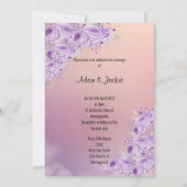 Invitation Mariage floral moderne Argent Apricot Lilac (Devant)
