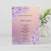 Invitation Mariage floral moderne Argent Apricot Lilac (Debout devant)