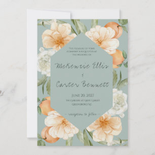 Invitation Mariage Floral Moderne au Jardin de Pêches