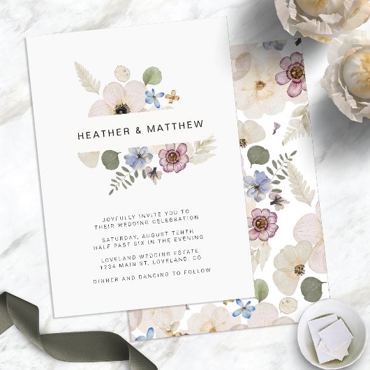 Invitation Mariage Floral Moderne Bohème Chic