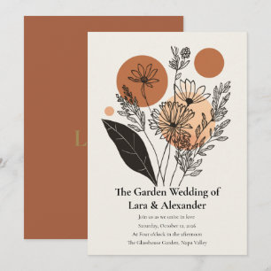 Invitation Mariage Floral Moderne Bohème en Terracotta Botani