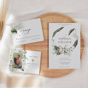 Invitation Mariage Floral Moderne Bohème Photo