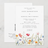 Invitation Mariage Floral Moderne Code QR (Devant / Derrière)