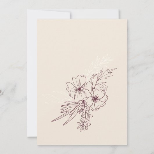 Invitation Mariage floral moderne Creme Mauve (Dos)