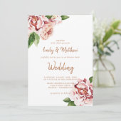 Invitation Mariage floral moderne de Blush Peonies (Debout devant)