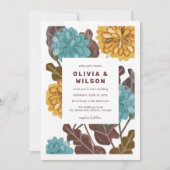Invitation Mariage floral moderne de couleur moutarde (Devant)