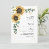 Invitation Mariage floral moderne de tournesol Eucalyptus (Debout devant)