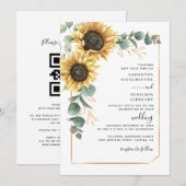 Invitation Mariage floral moderne de tournesol Eucalyptus (Devant / Derrière)