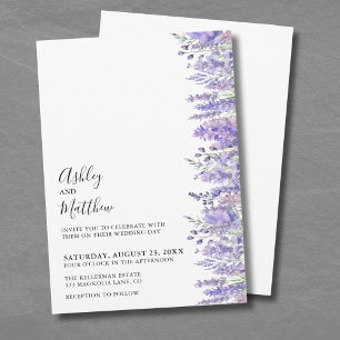 Invitation Mariage Floral Moderne Élégant Aquarelle Violet
