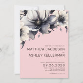 Invitation Mariage Floral Moderne Élégant Rose (Devant)