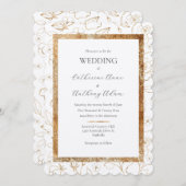 Invitation Mariage floral moderne Elégant Sent Or (Devant / Derrière)