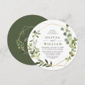 Invitation Mariage floral moderne Eucalyptus géométrique cadr (Devant / Derrière)