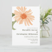Invitation Mariage floral moderne Gras Peach (Debout devant)