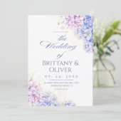 Invitation Mariage Floral Moderne Lilas & Bleu de Printemps (Debout devant)