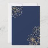 Invitation Mariage floral moderne Marine & Gold (Dos)