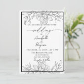 Invitation Mariage floral moderne minimaliste (Debout devant)