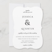 Invitation Mariage Floral moderne noir et blanc (Devant)