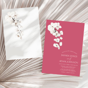 Invitation Mariage Floral Moderne Orchidée Blanche Rose Magen