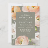 Invitation Mariage floral moderne Peach (Devant)